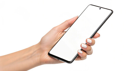 Hand-drawn image of a woman holding and using a cell phone with a white screen