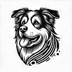 line art dog design white background vactor