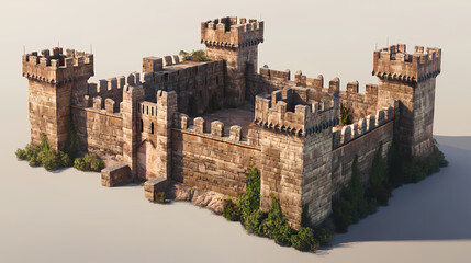 Obraz premium The stalwart ramparts of a fortified structure from the middle ages endure. Stalwart. Illustration