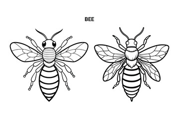 Bee Outline Editable Vector Illustration