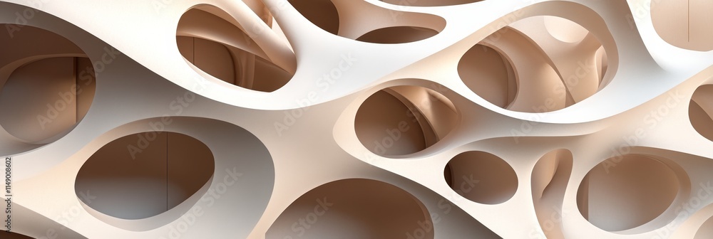 Poster abstract beige curves, a modern architectural design with smooth flowing lines and intricate detail