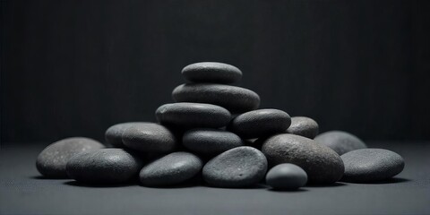 Stacked Black Stones, Evoking Serenity and Balance