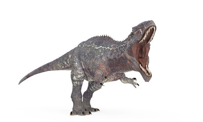 giganotosaurus is intimidating the others on white background side view © DM7