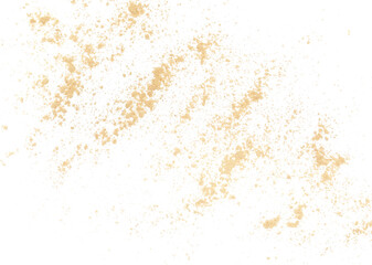 Ginger powder falling, isolated on white, top view
