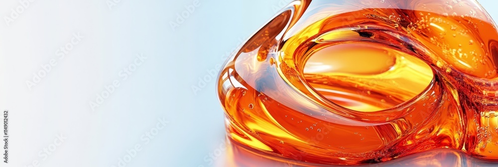 Poster abstract forms in orange gel a visually compelling image on white backdrop, shallow depth