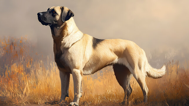 Majestic kangal shepherd dog stands vigilant, its thick coat and powerful build a testament to its ancient turkish. Stalwart. Illustration