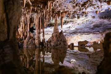 Abstract Geological Mineral Formations in Luray Caverns in Luray, Virginia, USA