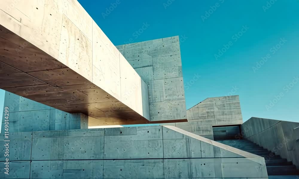 Aufkleber modern minimalist architecture with geometric structures and sky