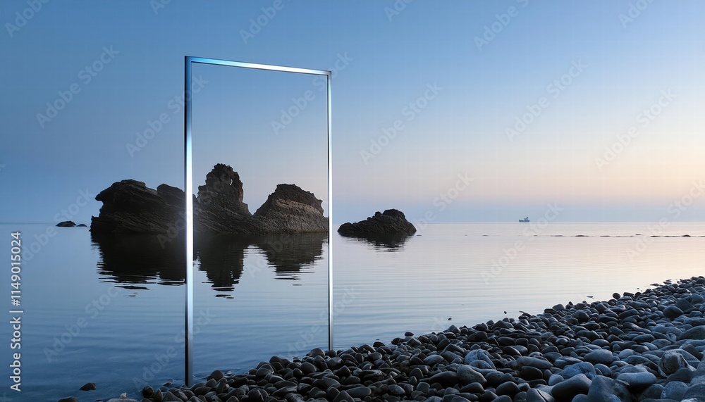 Poster futuristic zen scenery an abstract minimalist background for d rendering, capturing the essence of s