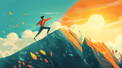 Depicting the concept of emotional resilience and the ability to bounce back after setbacks or challenges showcasing the strength determination. Stalwart. Illustration