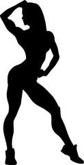 Woman bodybuilder silhouette posing isolated on a transparent background vector graphic
