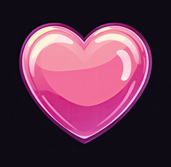 Shiny pink heart shape on dark background.