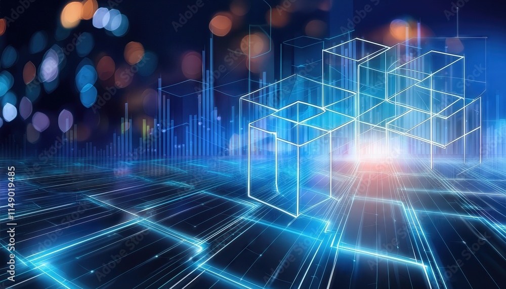 Aufkleber futuristic abstract technology background showcasing dynamic data flow, business analytics, and inno