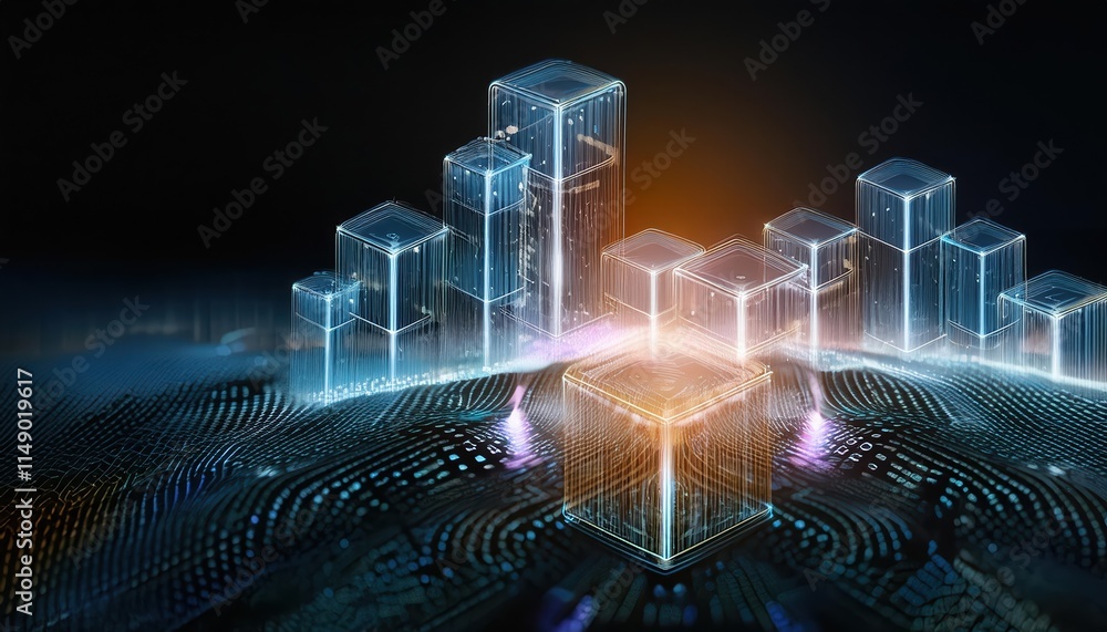 Poster futuristic abstract technology background showcasing data flow, business analytics, and digital inno