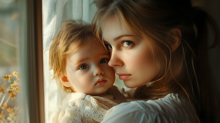 Tender Moments: Mother and Baby Illustration