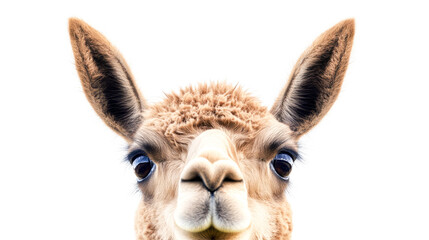 Naklejka premium Close-up of curious llama against white background