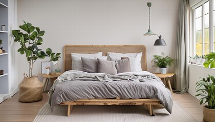 Embrace Solitude A Minimalist Bedroom Designed for Rest and Tranquility with a Sleek Platform Bed and Calming Aesthetic
