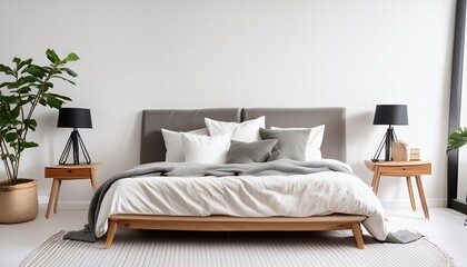 Embrace Solitude in a Minimalist Bedroom Featuring a Platform Bed for Ultimate Rest and Relaxation