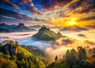 Epic Smoky Mountain Landscape at Sunrise - Dramatic Nature Photography