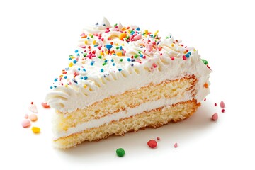 birthday cake slice isolated on white background 
