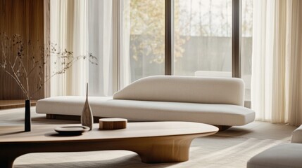 Fototapeta premium Modern minimalist room with stylish, clean decor. Featuring sleek lines and neutral tones