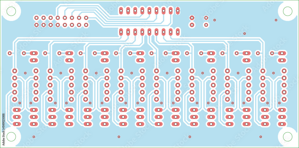 Poster tracing conductors of printed circuit board of electronic device. vector engineering drawing of pcb 