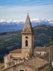 Belltower of a Church in the Mountain Town of Calascio