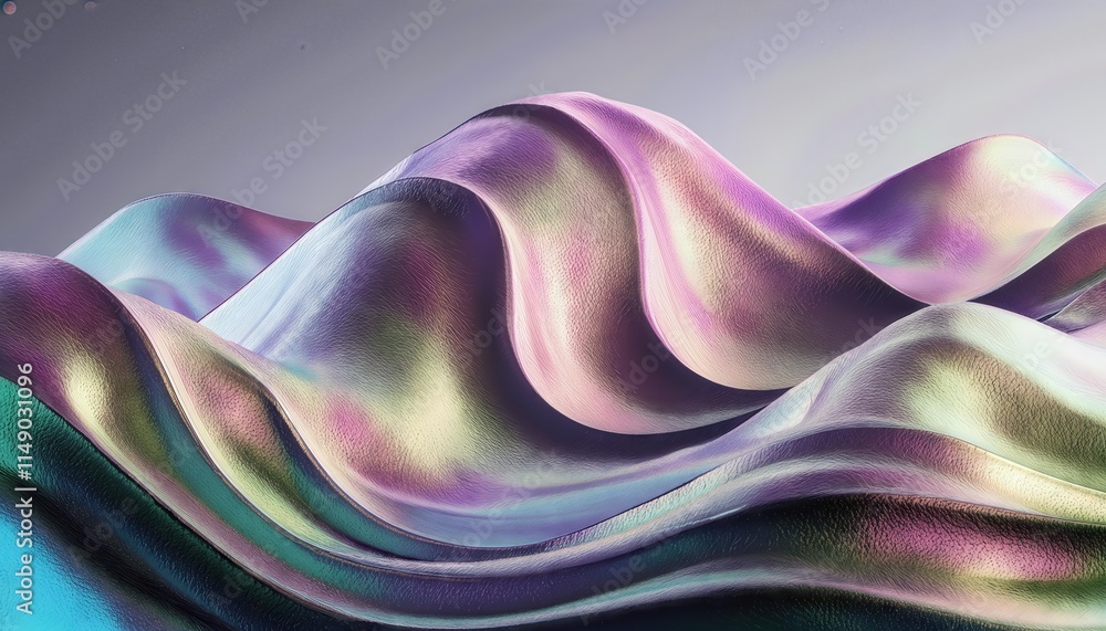 Poster abstract fluid iridescent holographic neon curved wave in motion a colorful d render capturing the d