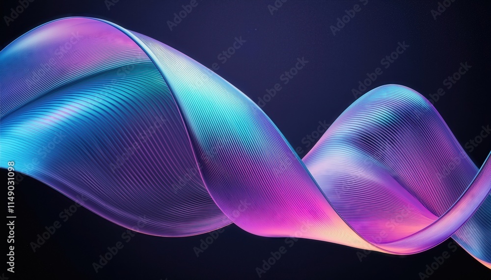 Poster abstract fluid iridescent holographic neon curved wave in motion a colorful d render capturing the e