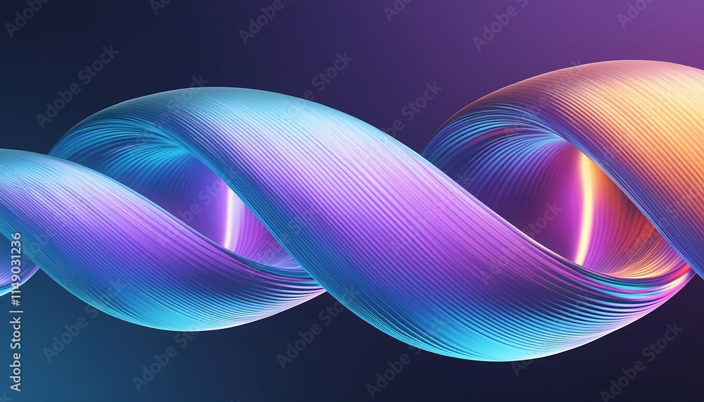 Poster dynamic abstract fluid iridescent holographic neon curved waves in motion a colorful d rendered back
