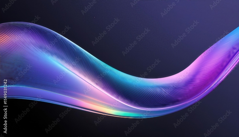 Poster abstract fluid iridescent holographic neon curved wave in motion a colorful d render capturing the e