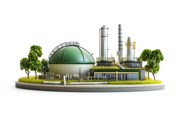 biogas plant model isolated on white background 