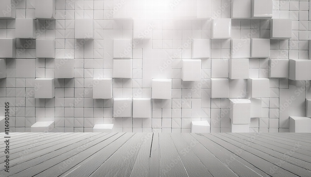 Poster abstract geometric white bright d texture wall with squares and square cubes background a modern des