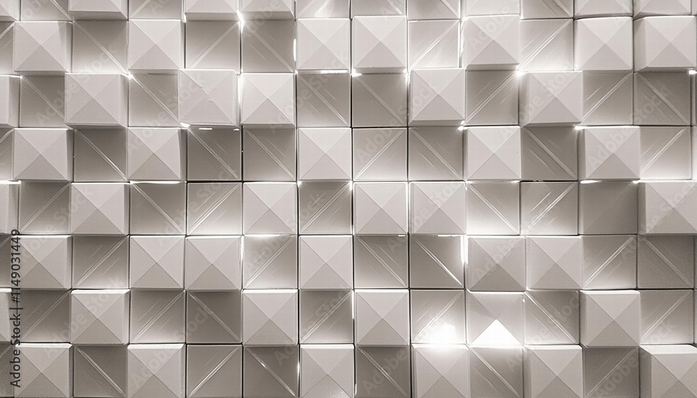 Poster abstract geometric white bright d texture wall with squares and square cubes background a modern des