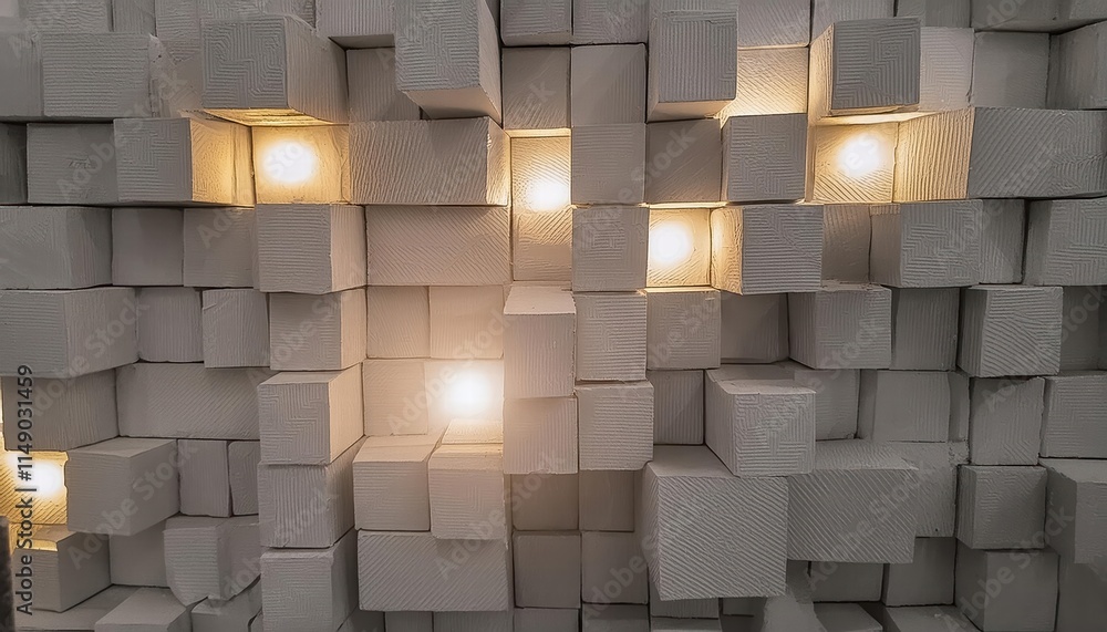 Poster abstract geometric white bright d texture wall featuring squares and square cubes a modern backgroun