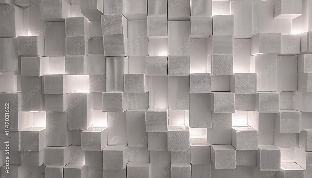 Poster abstract geometric white bright d texture wall with squares and square cubes background modern desig
