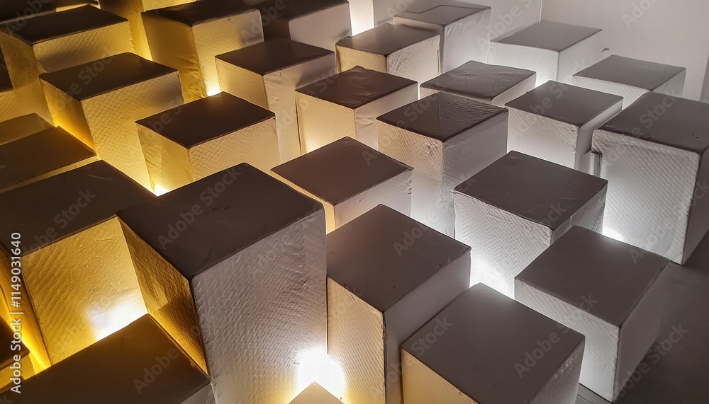 Aufkleber abstract geometric white bright d texture wall featuring squares and square cubes a modern backgroun