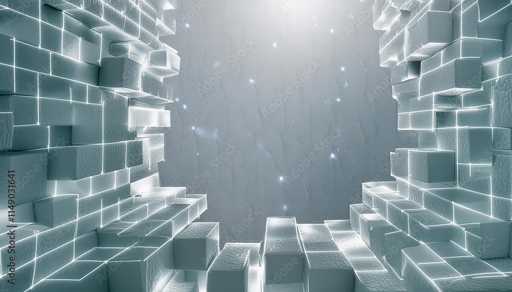 Aufkleber abstract geometric white bright d texture wall featuring squares and square cubes background a moder