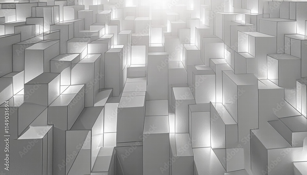 Poster abstract geometric white bright d texture wall featuring squares and square cubes a modern and minim