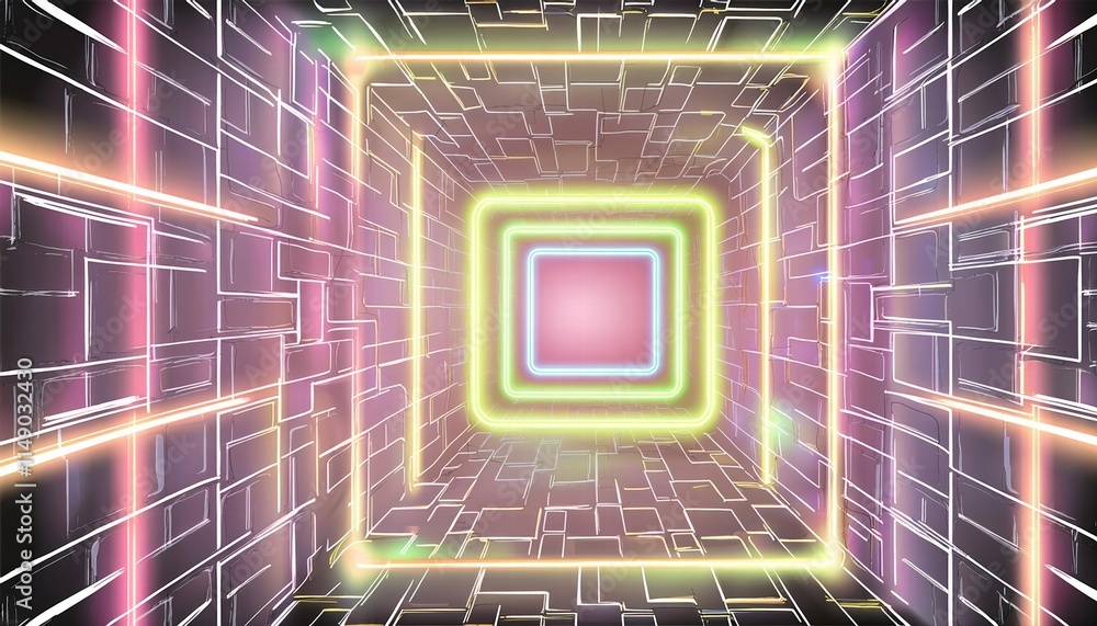 Aufkleber abstract neon light geometric background a stunning display of glowing neon lines on an empty futuri