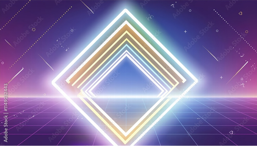 Aufkleber abstract neon light geometric background a futuristic stage with glowing neon lines and laser effect