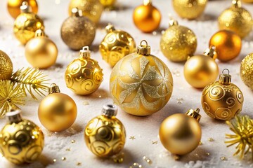 Fototapeta premium Festive Christmas Ornament & Miniature Tree Still Life