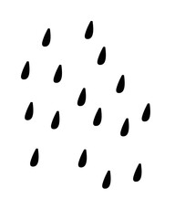 Rain, water drops - vector silhouette illustration. Rain is a weather phenomenon. Drops pattern	