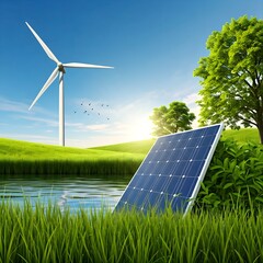 solar panels and turbines