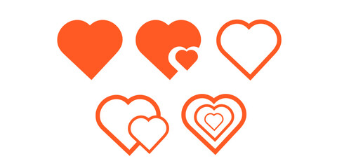 Valentine's day heart icons vector set