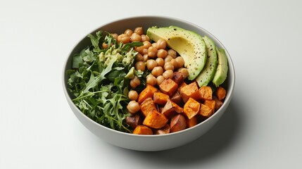 Healthy Vegan Buddha Bowl with Avocado, Chickpeas, and Kale
