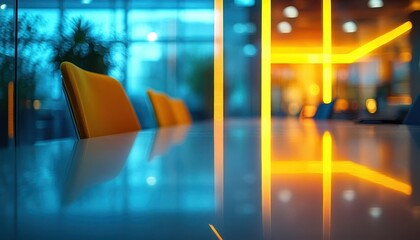 A bright team area where glowing visuals highlight action items to boost meeting efficiency