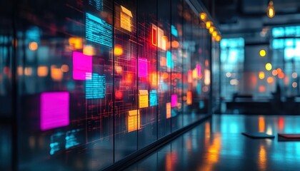 Obraz premium A bright team area where glowing visuals highlight action items to boost meeting efficiency