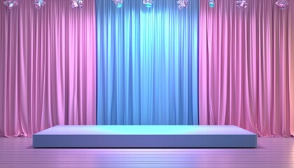 Pastel Pink and Blue Stage with Platform