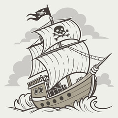 pirate ship in the sea